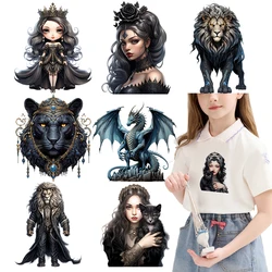 Magical Dark Series Black Panther Princess dtf transfers ready to press iron on heat transfer patches for clothing