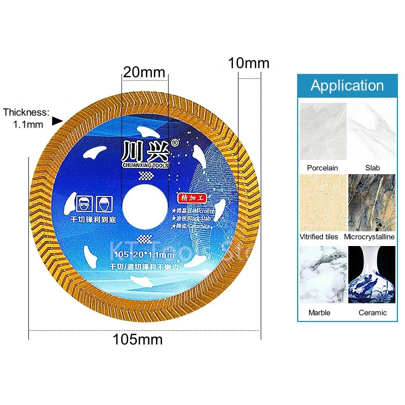 105mm Diamond Cutting Disc Turbo Saw Blade Angle Grinder Blade for Porcelain Ceramic Tile Marble Granite Dry/Wet Cutting Discs