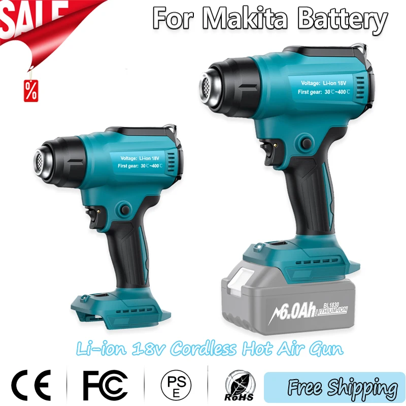 

Cordless Hot Air Gun Industrial Handheld Electric Heat Gun Temperatures Adjustable For Makita 18V Battery Heat Gun (No Battery)