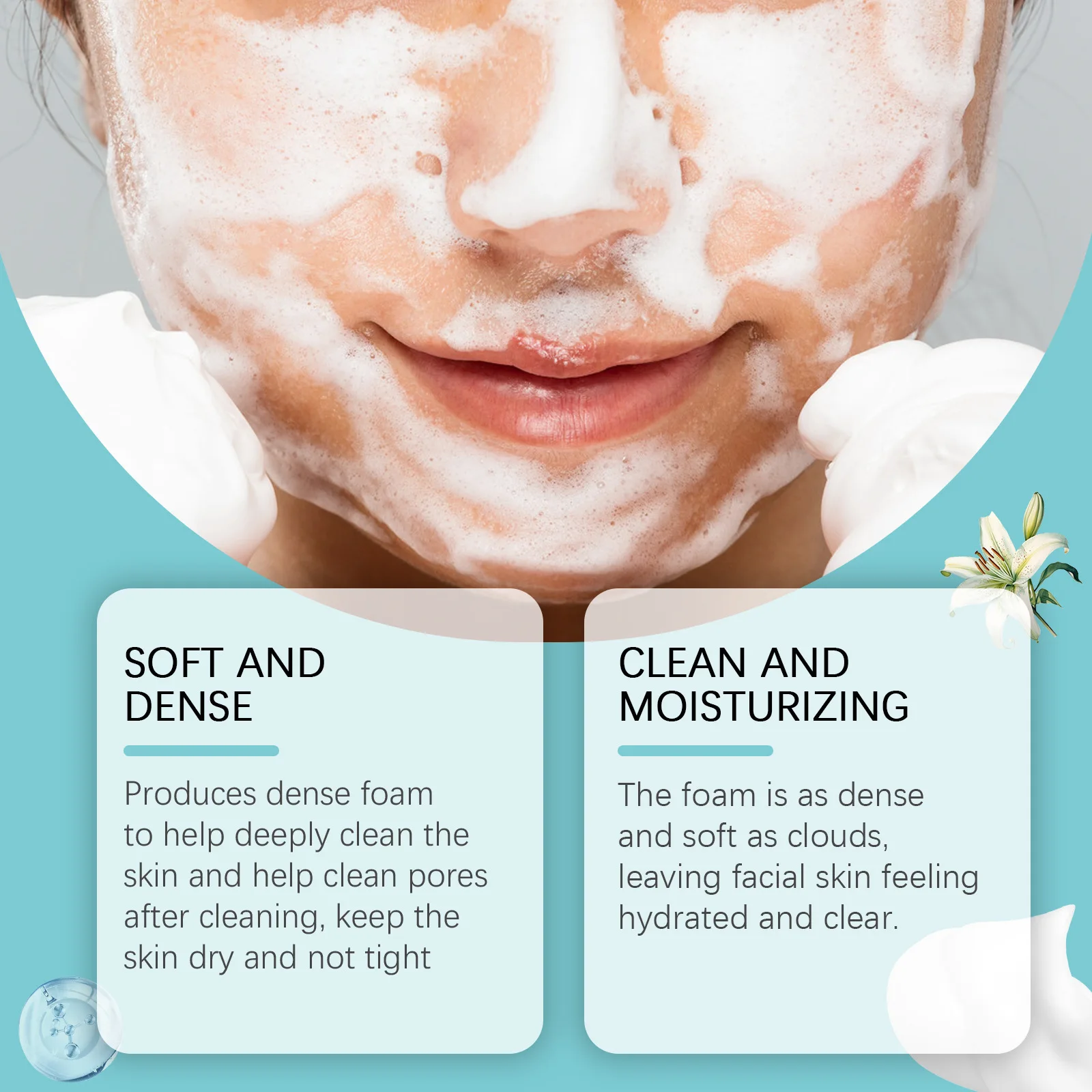 Amino Acid Cleanser Mousse Face Gently Cleanses, Hydrates and Moisturizes Facial Skin Repairing Cleanser