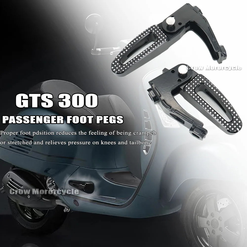 

For Vespa GTS 300 Vespa 2021 2022 Motorcycle Rear Foot Pedal Foldable Footpeg Passenger Foot Pedal Foot Peg Twin Rail Floorboar