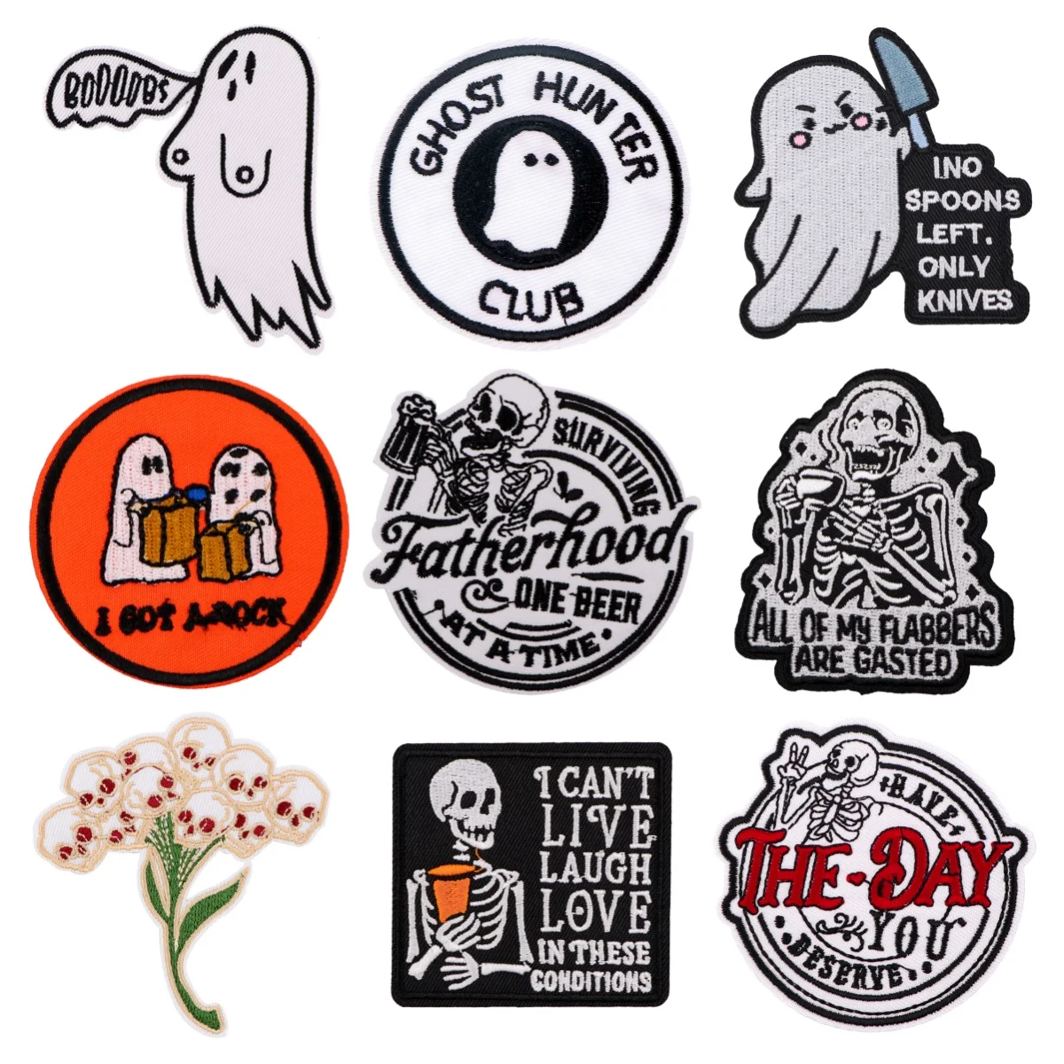 

Ghost Skull Embroidery Patch Iron On Patches For Clothing Thermoadhesive Patches For Jackets Sewing DIY Sticker Halloween Gifts