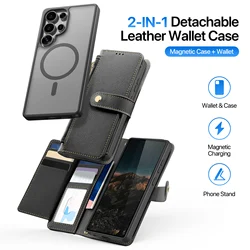 DUX DUCIS 2in1 Detachable Wallet Case for Samsung Galaxy S26 Ultra S26 Plus S25 Edge S25, Magnetic Leather Cover Card Holder