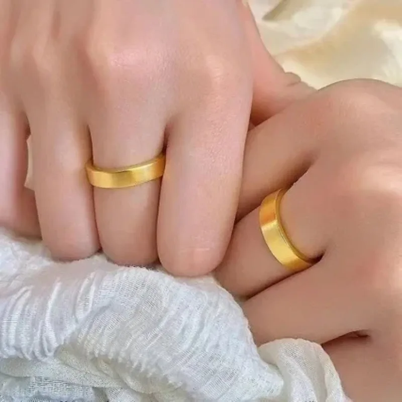 Fylia Jewelry   High-end Delicacy  gold AU999 plain ring safe and sound 24K ring men and womens wedding ring couple jewelry