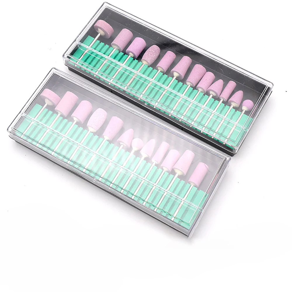 12 قطعة مسمار كهربائي لقمة ثقب مجموعة الكوارتز فرك حجر الماس الصوف قاطعة المطحنة لأدوات مانيكير طحن مطحنة باديكير عدة