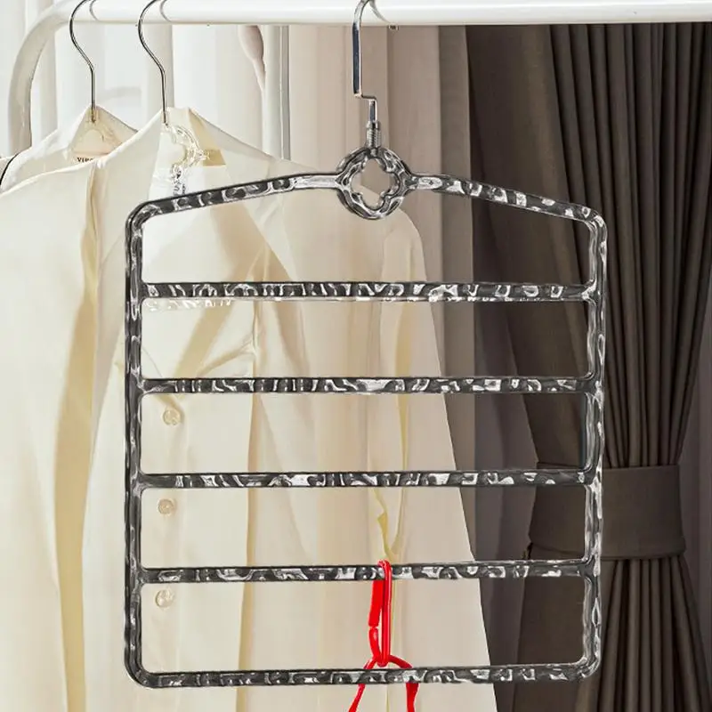 Multiple Pants Hanger Space-Saving 5-Tier Strong Load-Bearing Pants Organizer Non-Slip Multi-Layer Jean Hangers Rack Strong Load