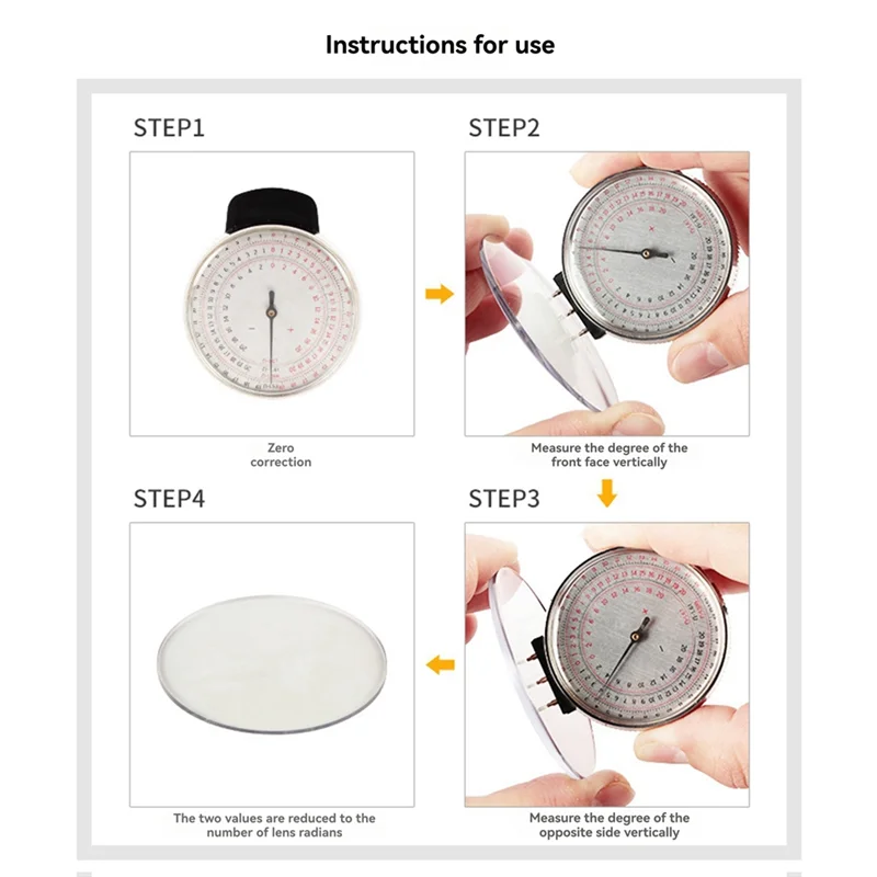 

T98C-4-In-1 Lens Clock Radian Apparatus Measurement Gauge For Index 1.53 1.599 1.61 1.67 Lens Power Measurement Tool