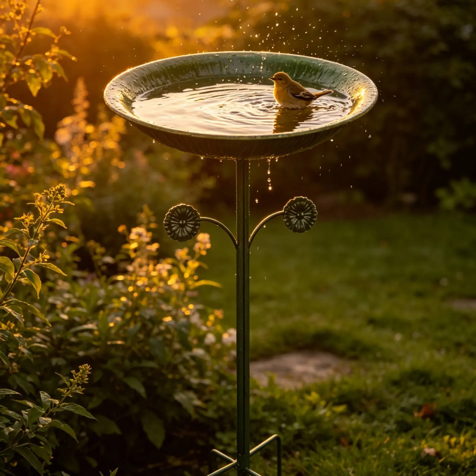 Bird Bath Feeder Bowl Twofold Use Vintage Bird Bath Stand Rustic Design Outdoor Decorative for Backyard - view 6