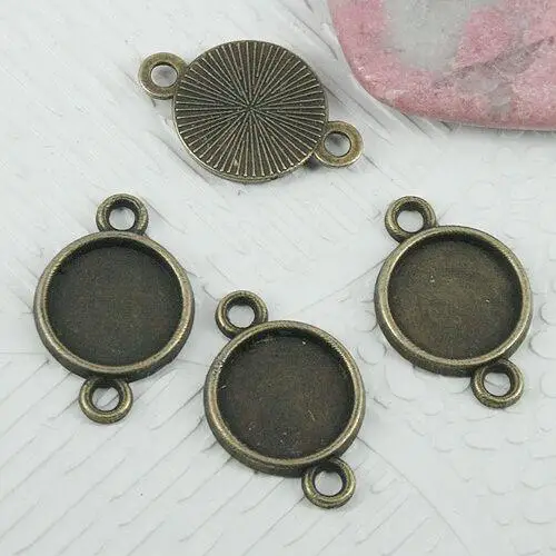 50pcs antiqued bronze color round cabochon settings(10mm) connector EF0670