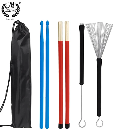 Juego de cepillos de tambor, palillos profesionales de nailon, baquetas de bambú, accesorios de música, 1 par