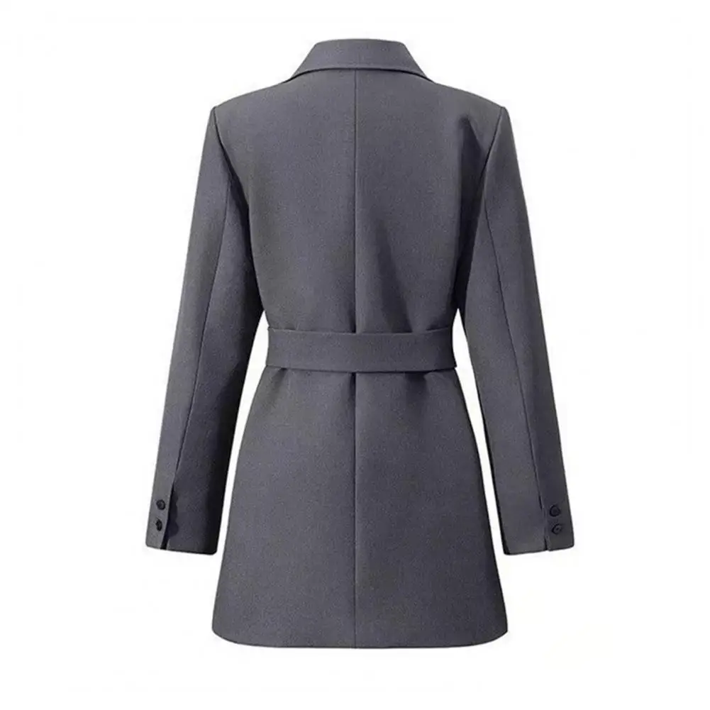 معطف بدلة نسائي خفيف الوزن معطف بدلة عمل نسائية سترة بياقة طية صدر السترة مع أزرار جانبية وأكمام طويلة صلبة