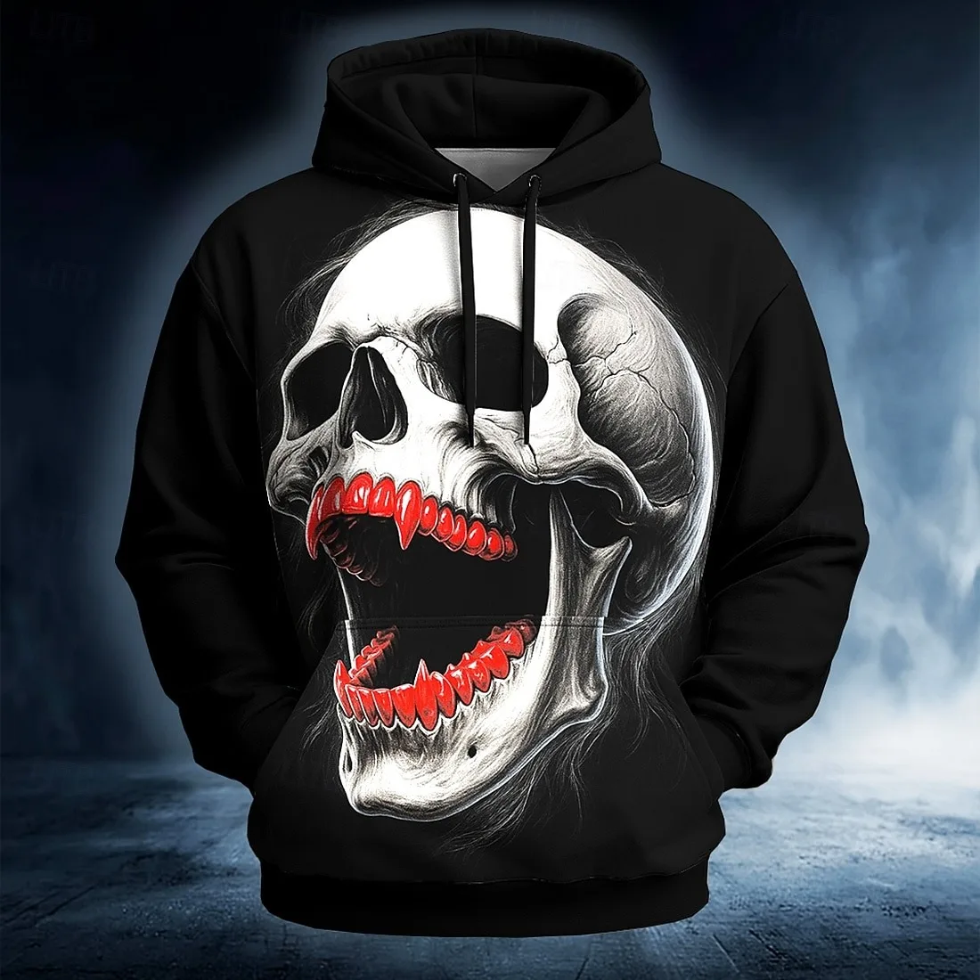 

Halloween Men Skull 3D Hoodie Sweatshirt Punk Exaggerated Long Sleeve Crew Neck Club Streetwear Drawstring Fall Winter Designer