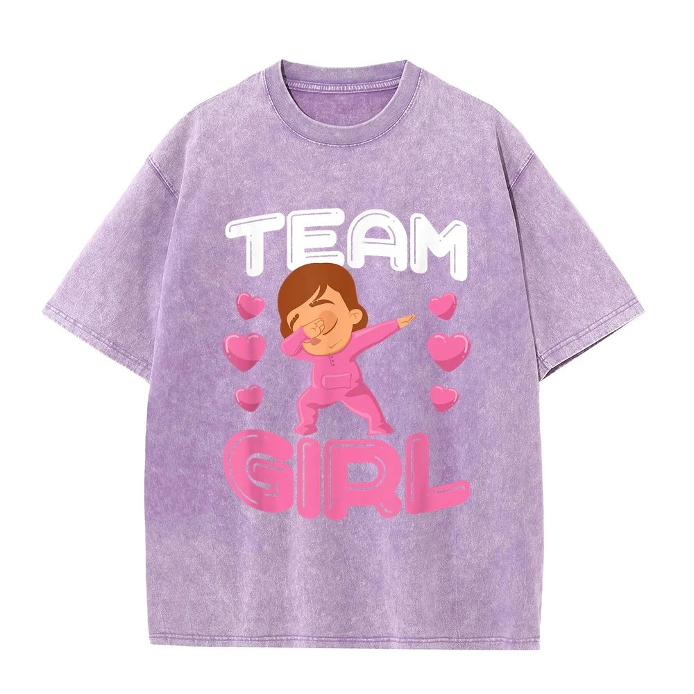 Cute Team Girl Gender Reveal Dabbing White Baby It's A T-Shirt Luxury Brands T Shirt Homme Men's Shirts Big Size Men Cotton