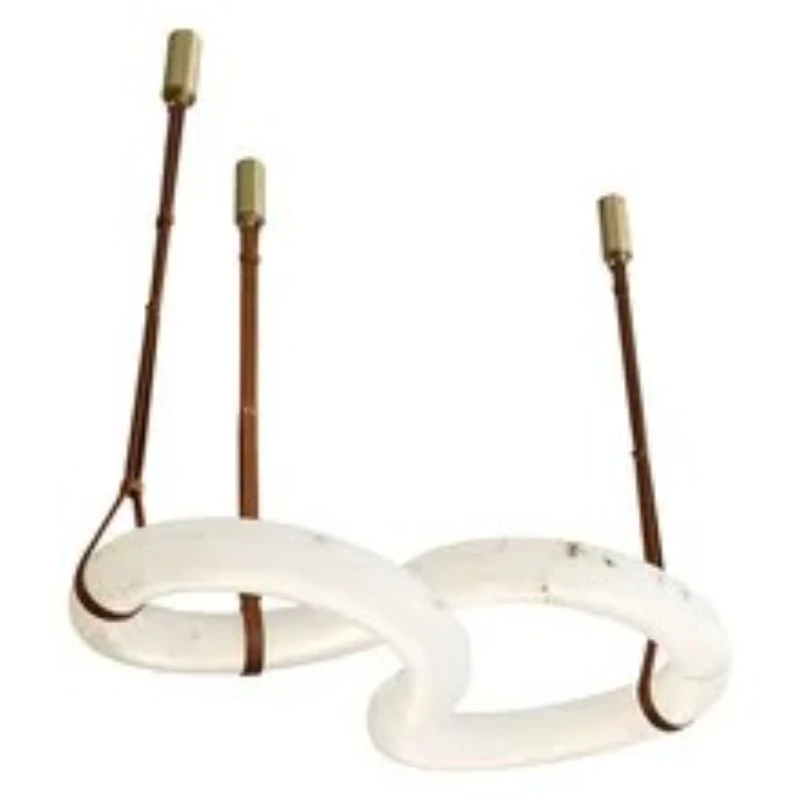 Bar Restaurant Modern Round Leather Alabaster Chandelier Elegant Design Dining Table Chandelier