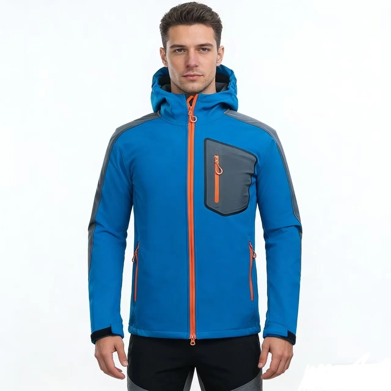 Men\'s Fleece Softshell Hiking Jacket, Windproof, Breathable, Water Repellent Clothing, Outdoor Sport Wear, Climbing Riding Coat