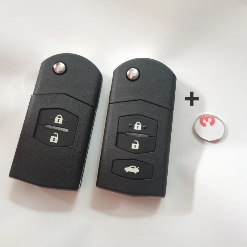 

2/3 кнопки для Mazda 3 5 6, складной откидной дистанционный автомобильный ключ, черный чехол-брелок, брелок с 3 кнопками, замена ключа