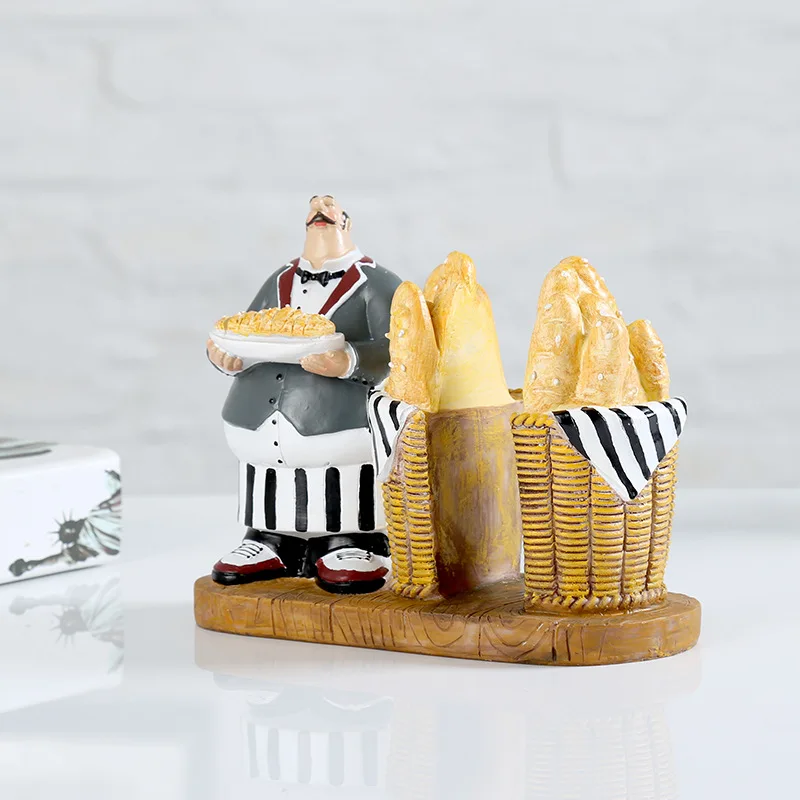 

Homhi Restaurant French Chef Tissue Holder Kitchen Decoration European-Style Ornament Gift Figurine HBJ-107