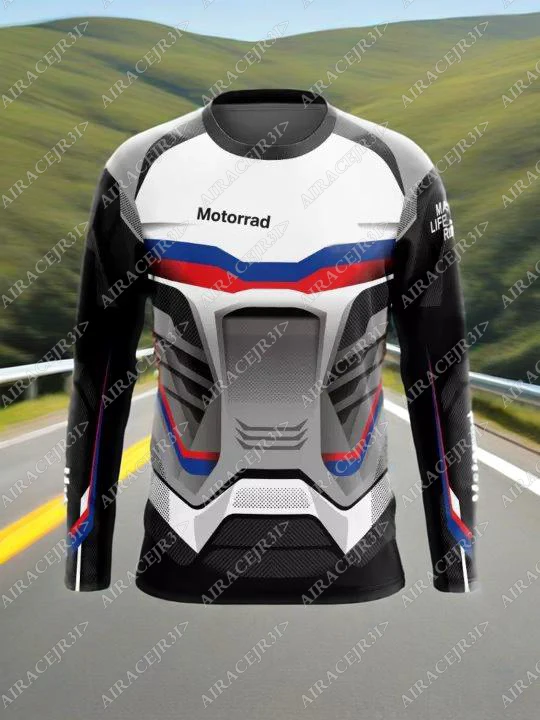 For BMW Motorrad Armor Jerseys ADVENTURE Riding Sport Travel Long sleeve T-Shirt Motorcycle Racing Quick Dry Breathable Summer