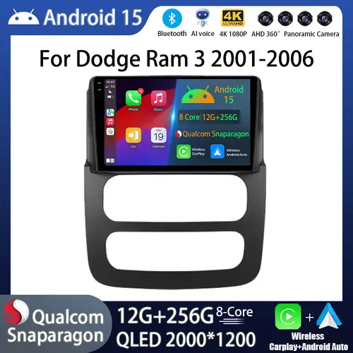 Imagen 1 del producto Android 15 Radio del coche para Dodge RAM 1500 2500 3500 2002 - 2005 reproductor estéreo Multimedia NAVI DSP unidad principal inalámbrica Carplay BT 5G