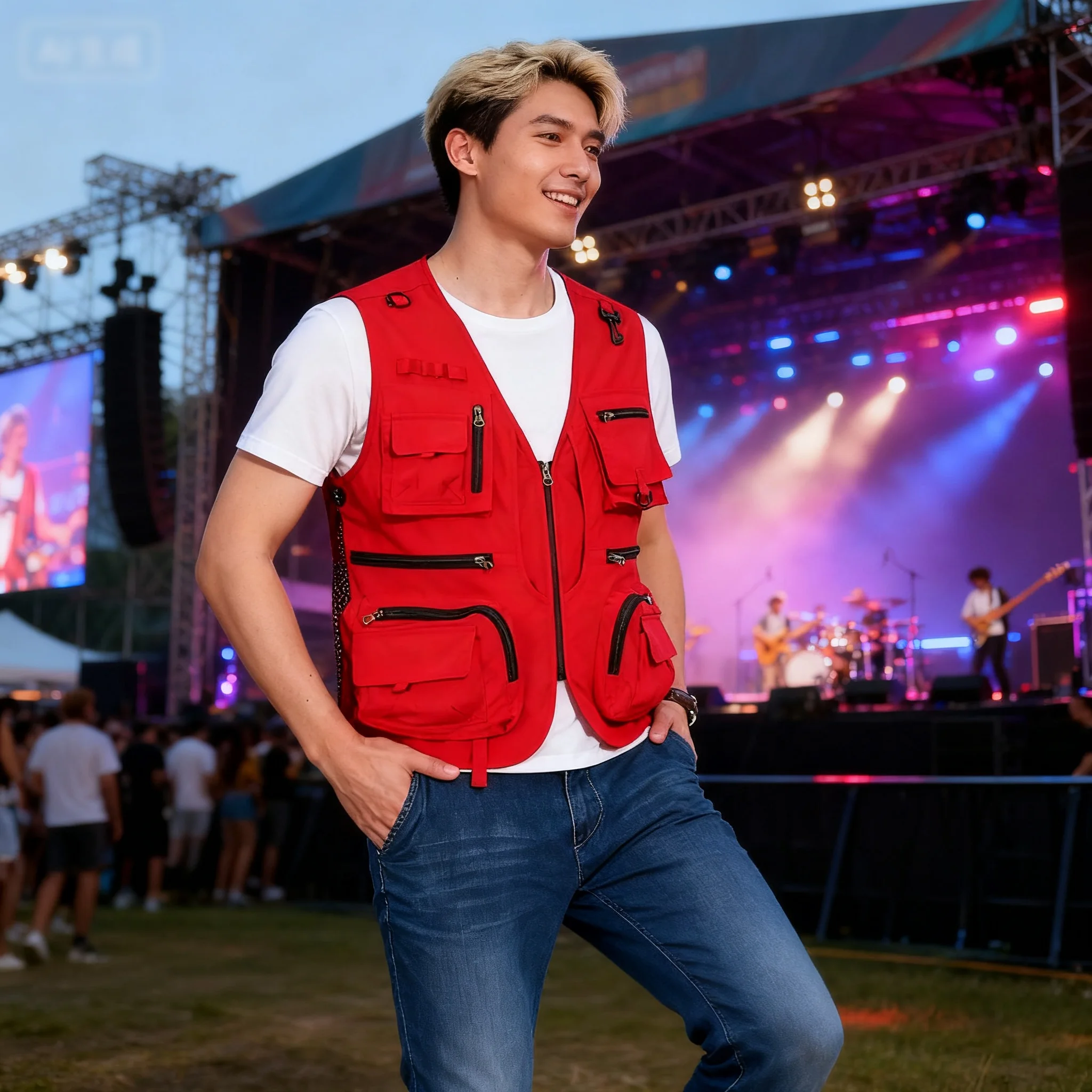 

Spring Summer Outdoor Casual Vest Men's Solid Color with Pockets Zipper Undershirt Mesh Lining Breathable Fishing Undershirt