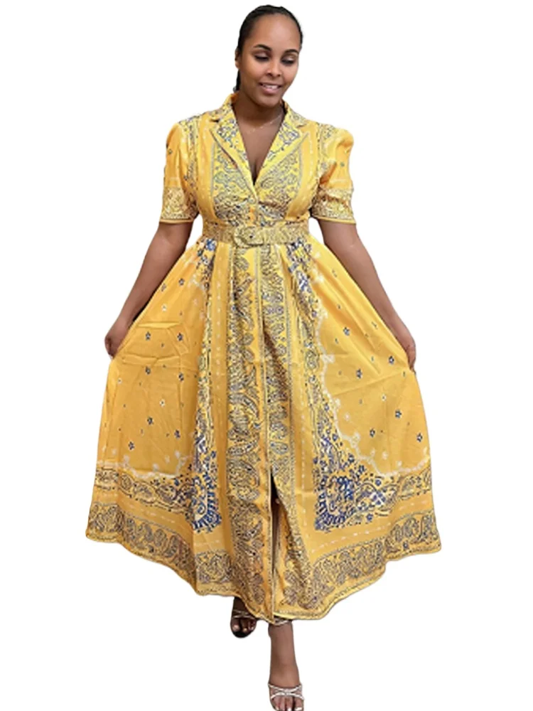 

African Dresses For Women Elegant Polyester Muslim Fashion Abayas Dashiki Robe Kaftan Long Maxi Dress Turkish Africa 2025 New
