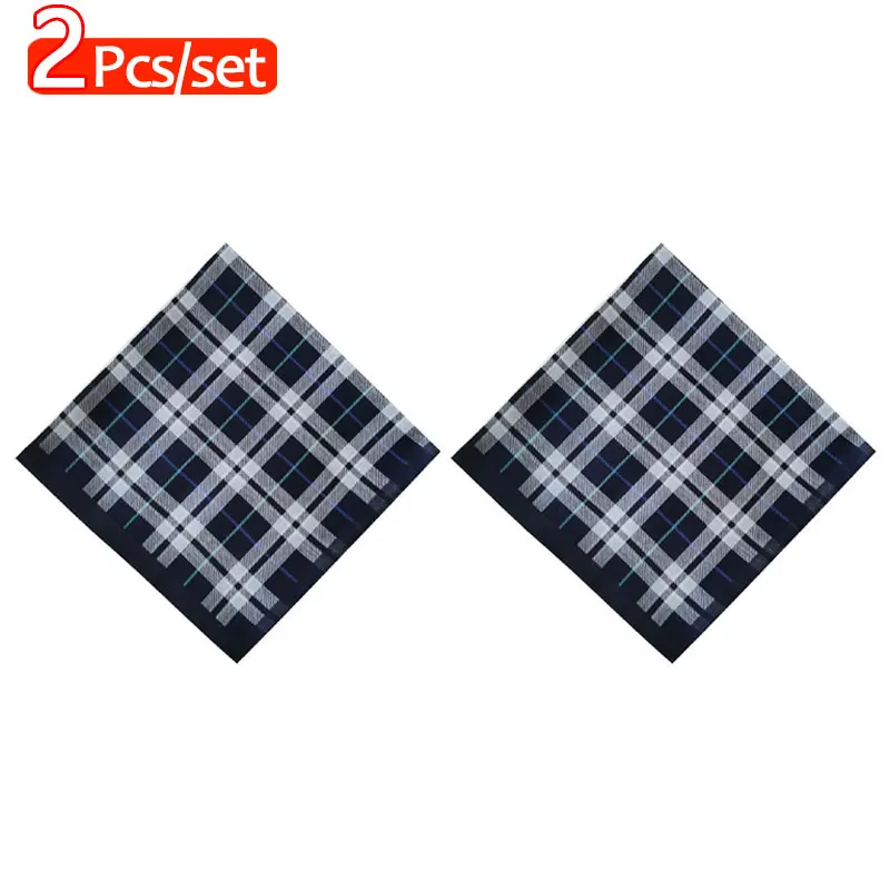 2 قطعة منديل رجالي منقوش 100% قطن مناديل جيب ناعمة على الموضة