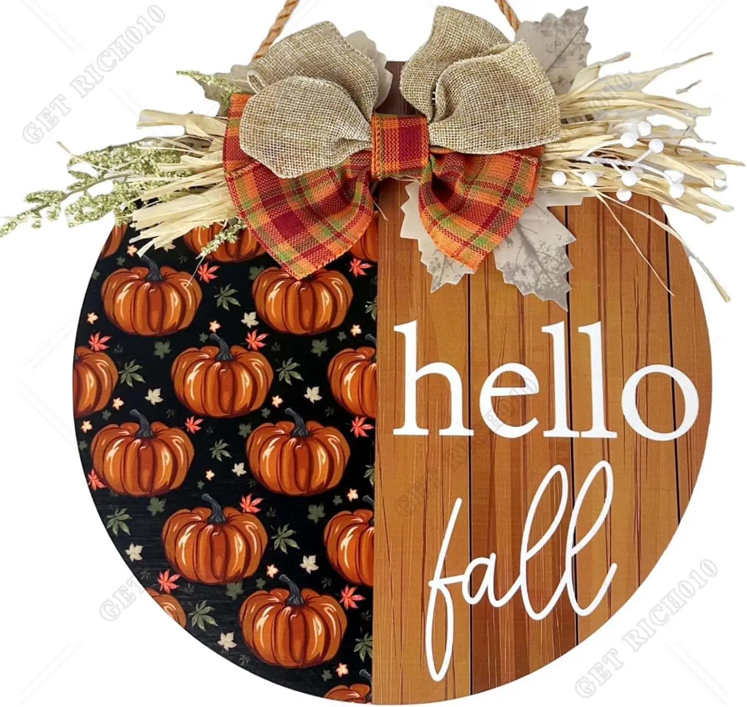 

12 Inch Rustic Pumpkin Welcome Sign Vibrant Fall Decor for Home Garden Cute Wooden Hanging Front Door Decor Housewarming