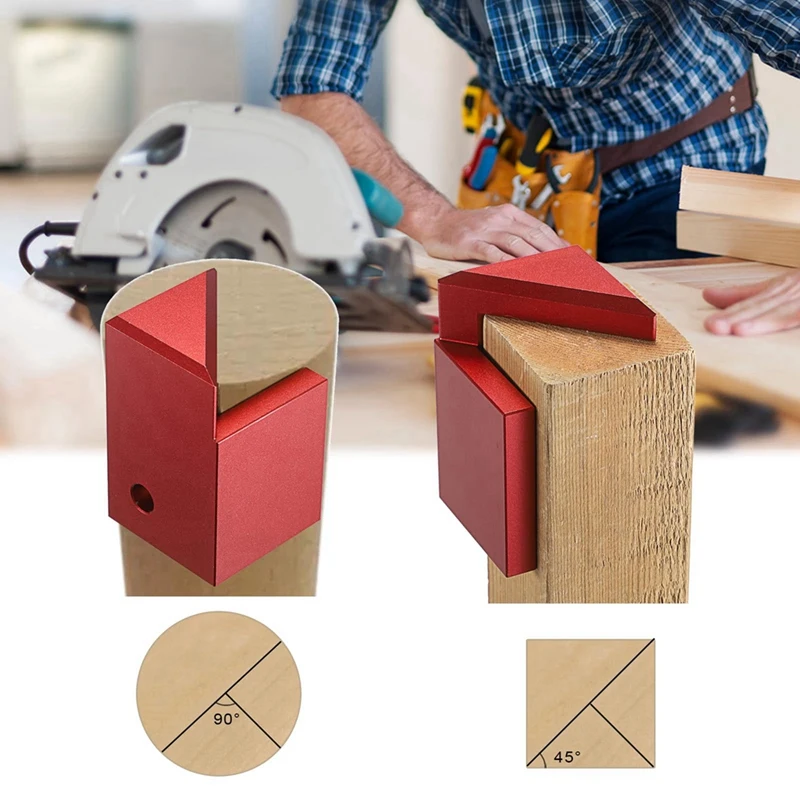 赤いアルミニウム合金センターファインダーツール、45度の角度マーカー、正方形または丸い木製ペン、頑丈