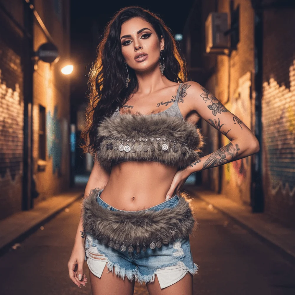 خمر العصرية تصميم فو الفراء أحزمة فتاة حار فاسق جولة عملة أحزمة وسط Y2K سلسلة معدنية شرابة الخصر سلسلة النساء الموضة #3