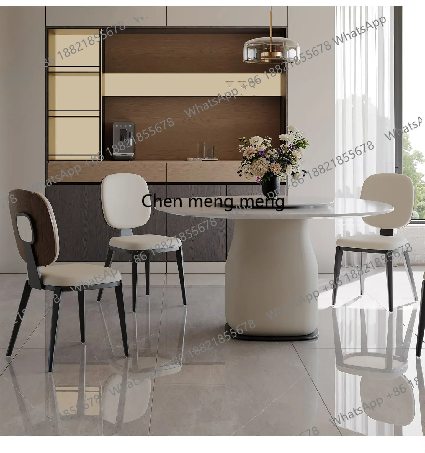 

Great discountsModern simple light luxury light French style natural marble luxury stone dining table high-end villa home dining