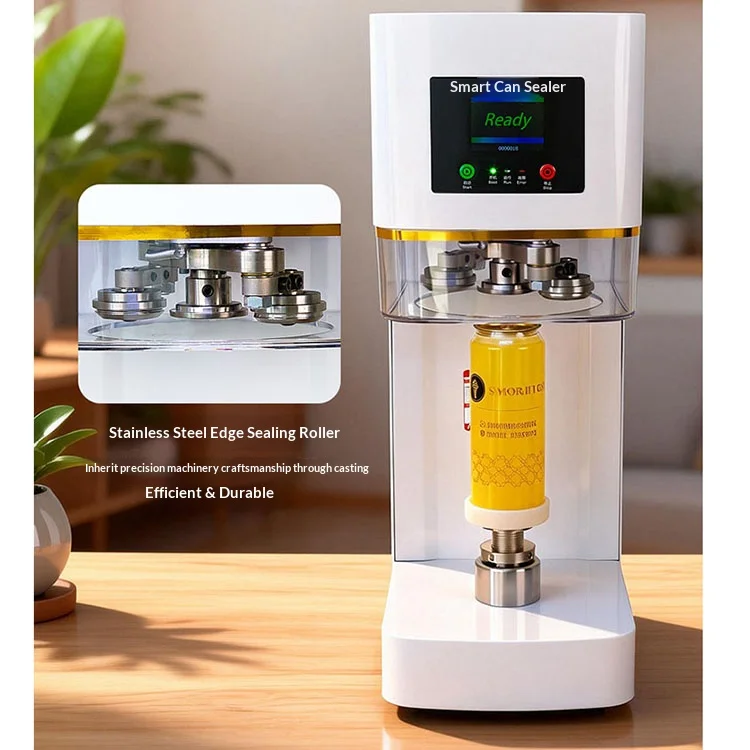Full Automatic Commercial PET Aluminum PET Plastic Can Sealing Machine for Beverage and Soda with Heat Sealing