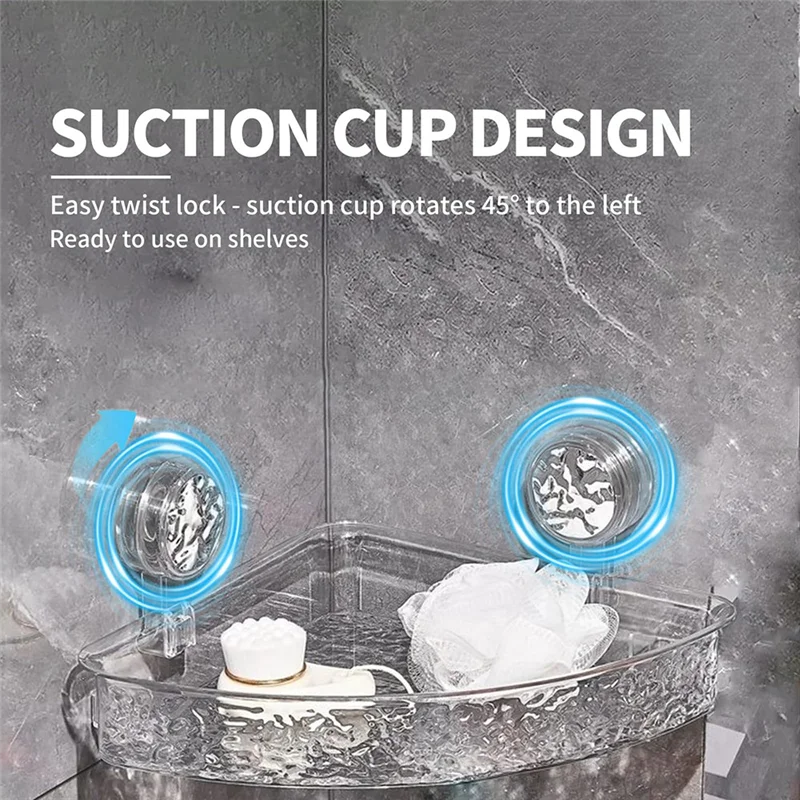 A84X-حامل دش زاوية بدون مثقاب، منظم مع خطافات للحمام المطبخ #5