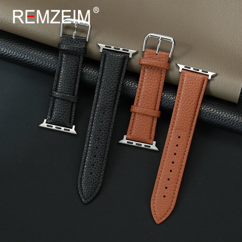 حزام ساعة من الجلد الصناعي للرجال والنساء لساعة أبل 1-10 Ultra SE 2 حزام ساعة ذكية لساعة Iwatch 38 40 41 42 44 45 46 49 مللي متر #1