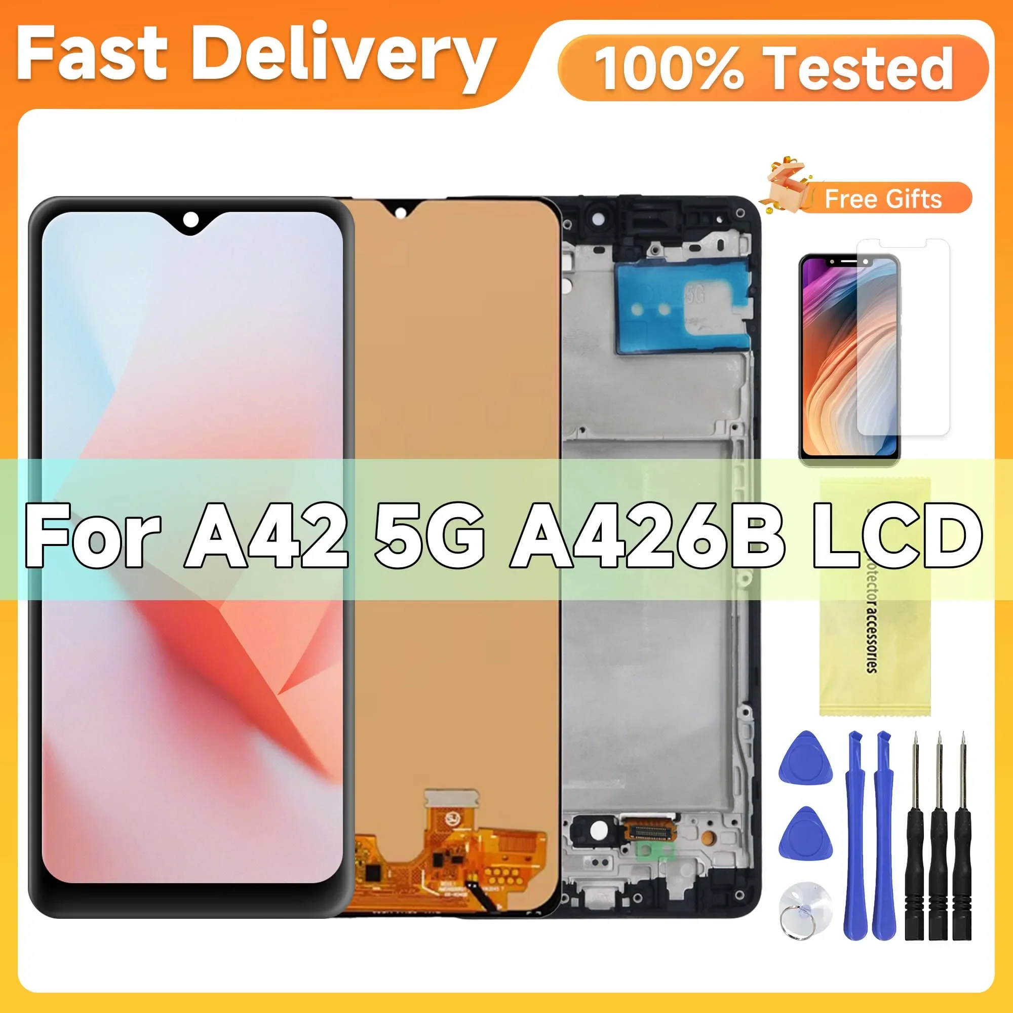 Tested For AMOLED For Samsung A42 5G LCD display A426B lcd with Touch Screen Digitizer Assembly For Samsung A426 LCD