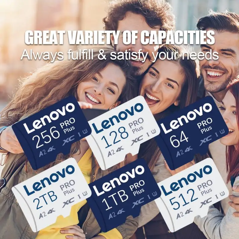 Lenovo Class10 originale Micro TF 64GB memoria scheda di memoria C10 TF Micro TF SD Card 128GB 256GB 512GB U3 4K per telefono Drone fotocamera