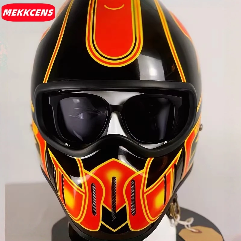 

Mekkcens маленький шлем в японском стиле анфас мотоциклетный шлем из стекловолокна винтажные защитные шлемы для мотоцикла Casco Capacete