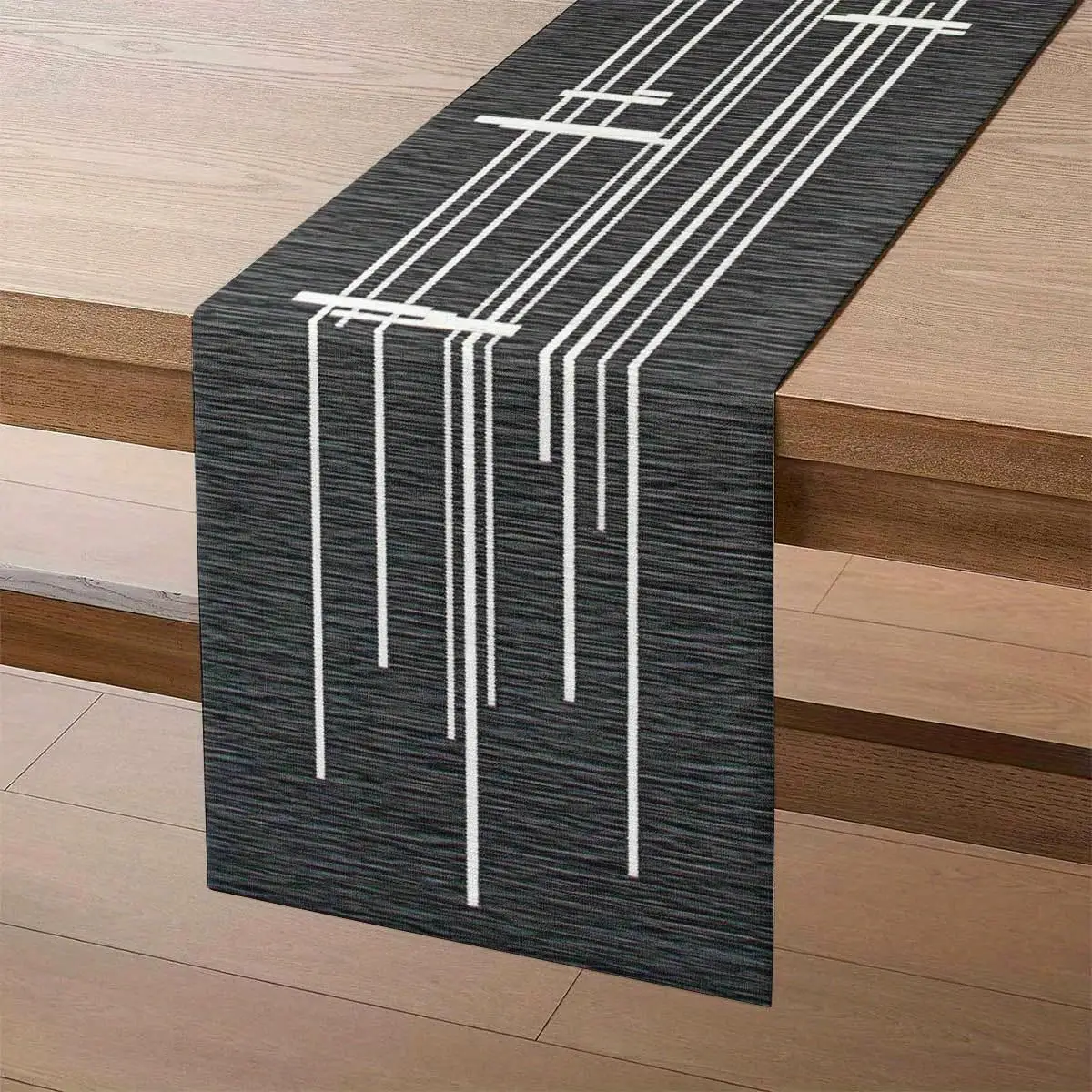 Black White Gray Striped Table Runner Modern Minimalist Long Dining Table Cloth Home Decor Women's clothing