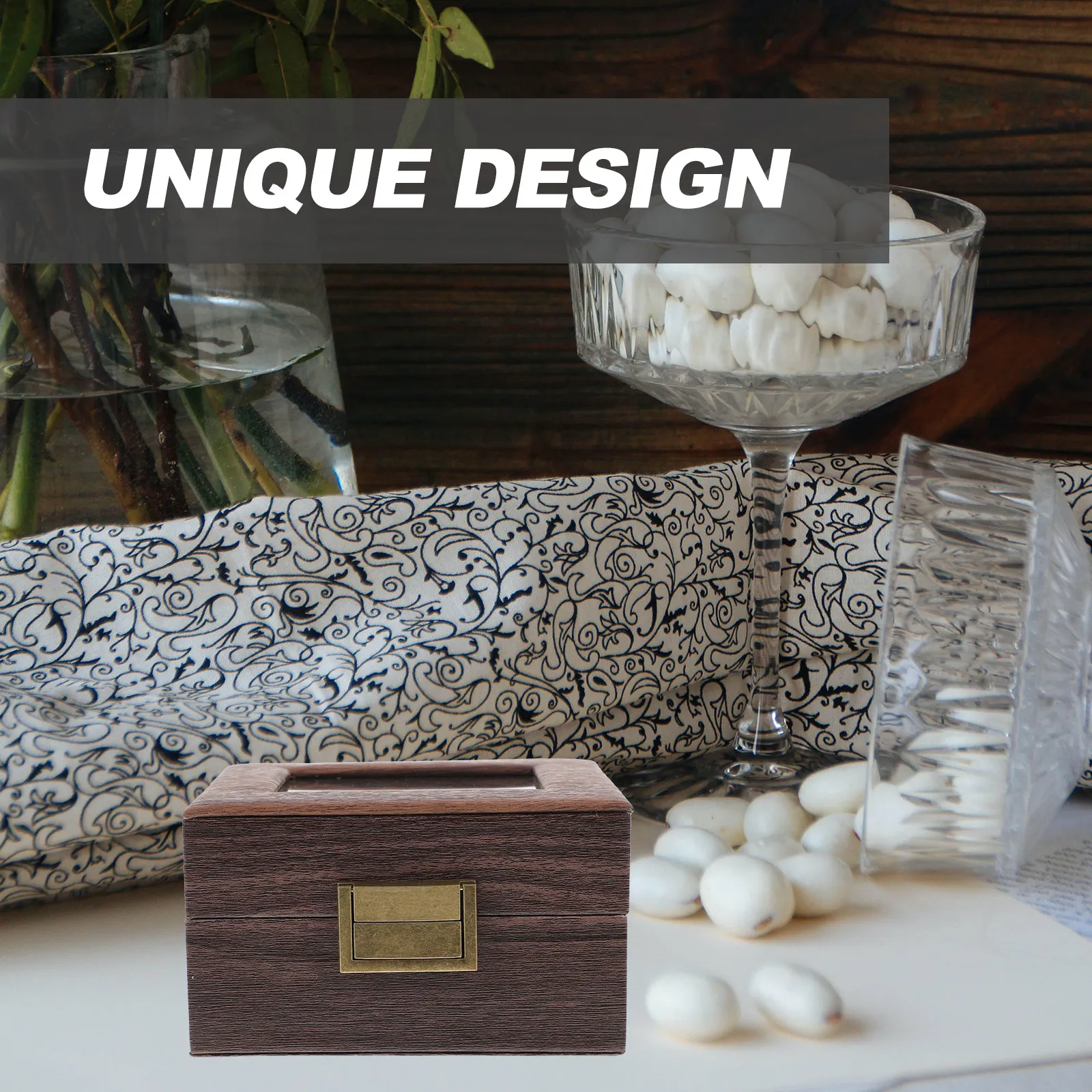 

Retro Wooden Jewelry Box with Clear Lid for Earrings Rings Necklaces Bracelets Brooches Hairpins Vintage Trinket Storage