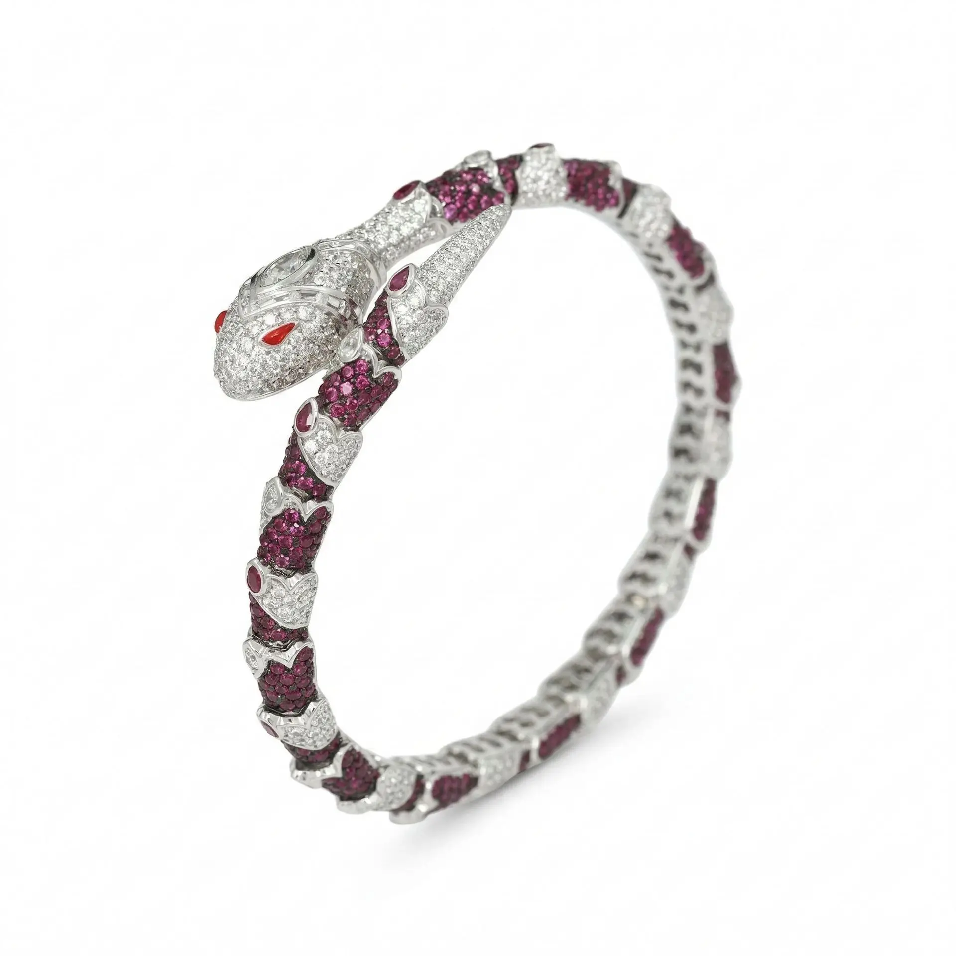 925 Sterling Silver 0.5ct Marquise Cut Lab Created Pink Sapphire Luxury Gold Plated Bangle for Women Daily Party Fine Jewelry