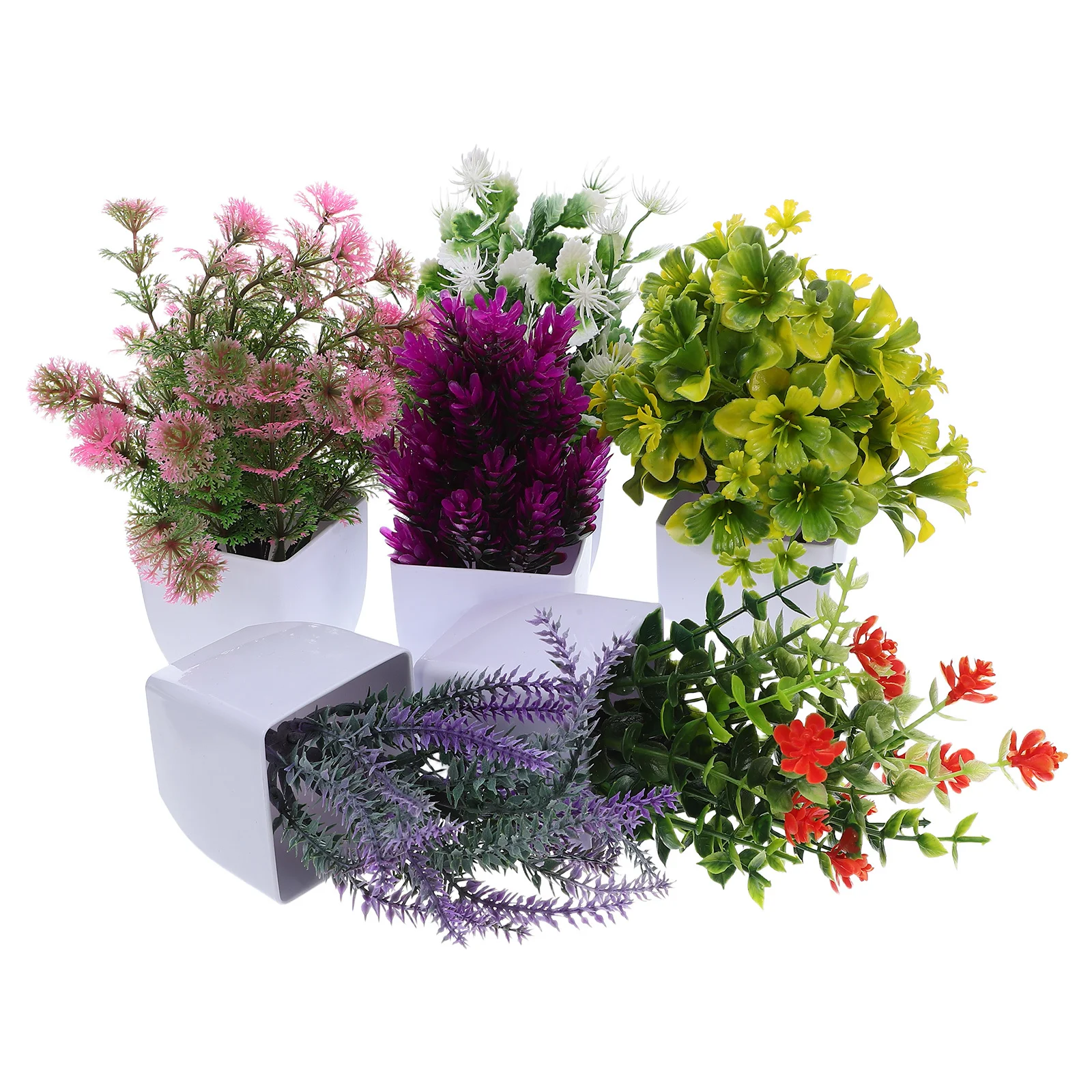 

6Pcs Faux Potted Flowers Realistic Artificial Greenery for Home Office Tabletop Decoration Artificial Faux Plants