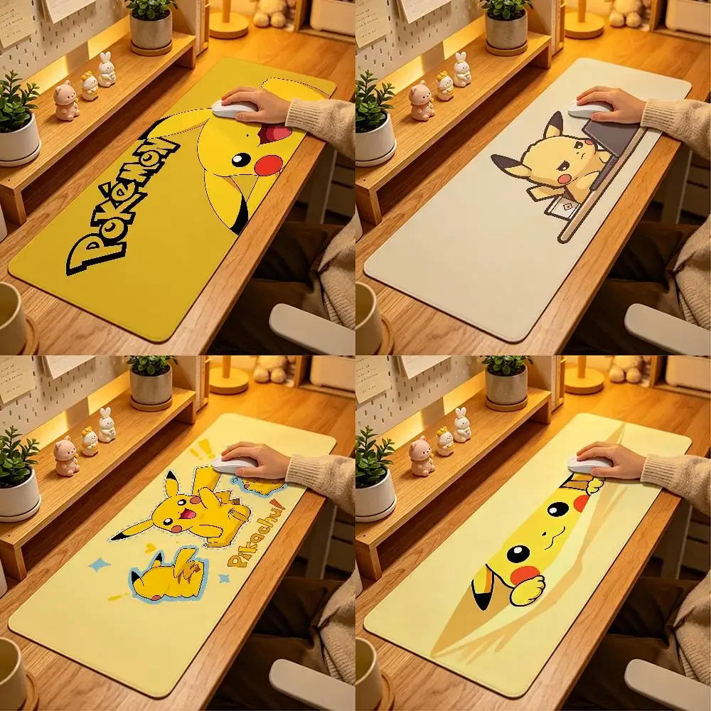 Cute P-Pikachu-S Kawaii Mouse Pad Computer Mat Deskpad Laptop Keyboard Mat Office Large Landscape Mousepad