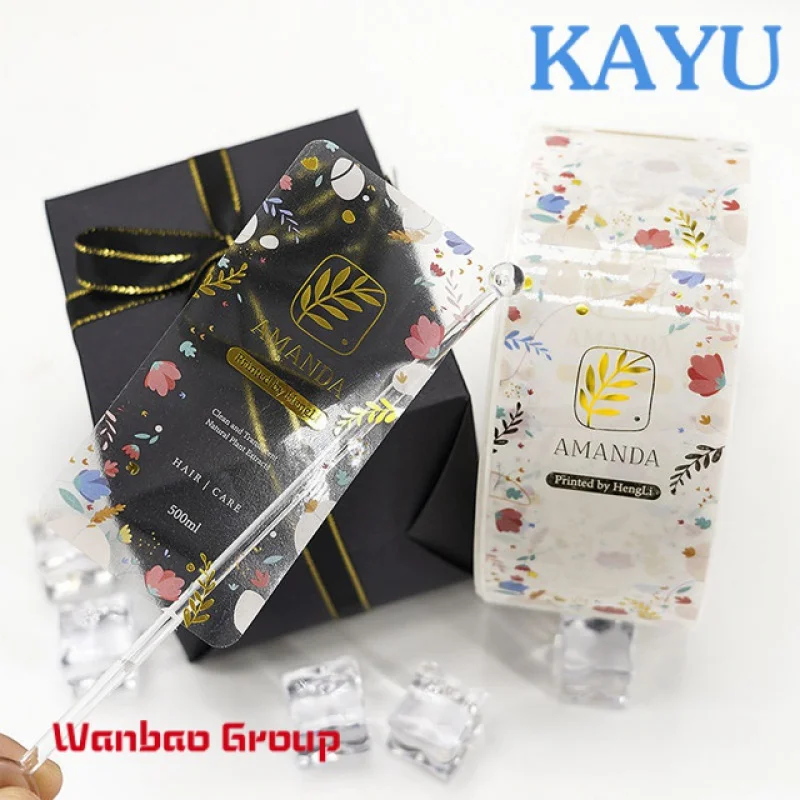Custom Self Adhesive Vinyl Customized Printing Clear Gold Foil Water Proof Plastic Stickers Transparent Logo Label