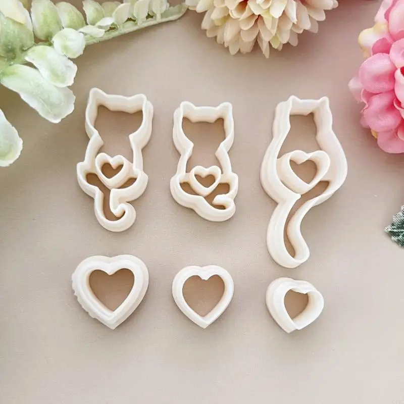 Small Lovely Cats Clay Mold Set 6 Pieces for Crafting Lovely Jewelry Designs