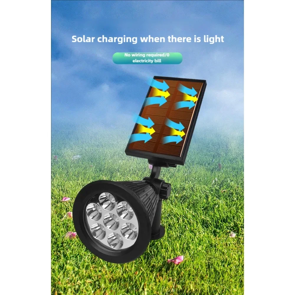 Garden LED Solar Outdoor IP65 Ground Plug Light Spotlight Adjustable Brightness Backyard Driveway Patio Lawn Decor