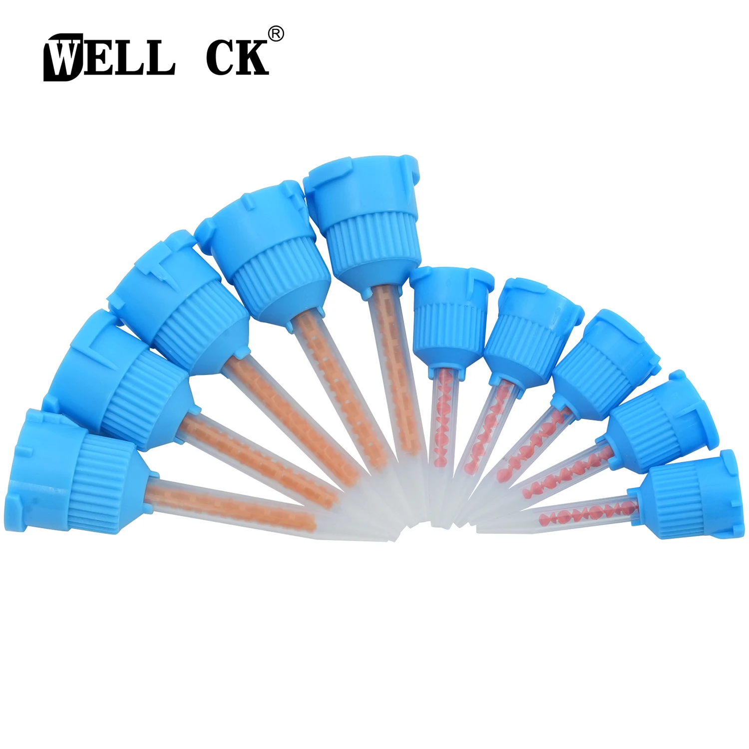 50pcs WELLCK Dental Lab Impression Mixing Tips Disposable Dental Tips For Impression Material Silicon Mixing Tube Head Nozzles