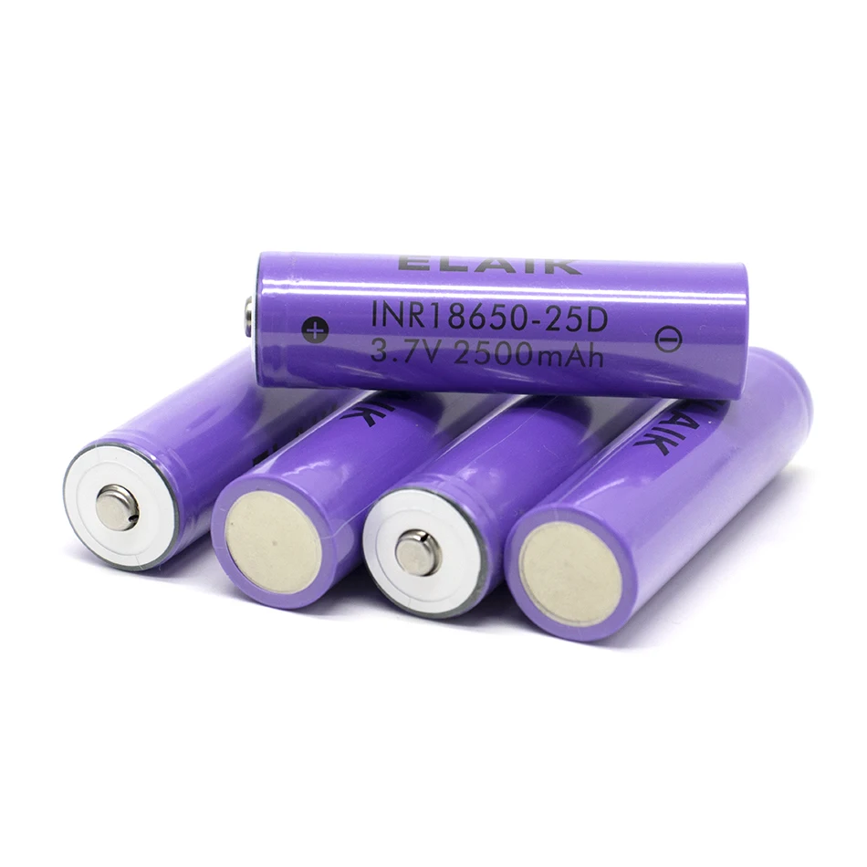 Bateria de lítio poderosa atual alta, pilha de poder apontada, chave de fenda 25D, 2500mAh, 3.7V, 30 A, 18650