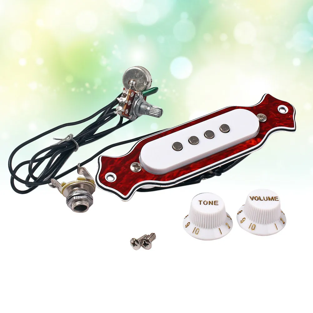 Cigar Box Guitar Pickup Metal Dark Red 4-Pole Four String Soundhole Pickup Replacement For Guitar Accessories Lightweight
