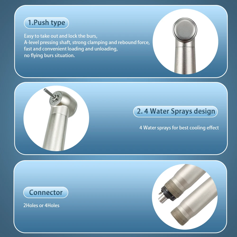 Handpiece ทันตกรรม Odontología ความเร็วสูง Air Turbine 4 Air สเปรย์ Anti-ฝุ่นโครงสร้าง Oral Care Handpiece น้ำ Cooling