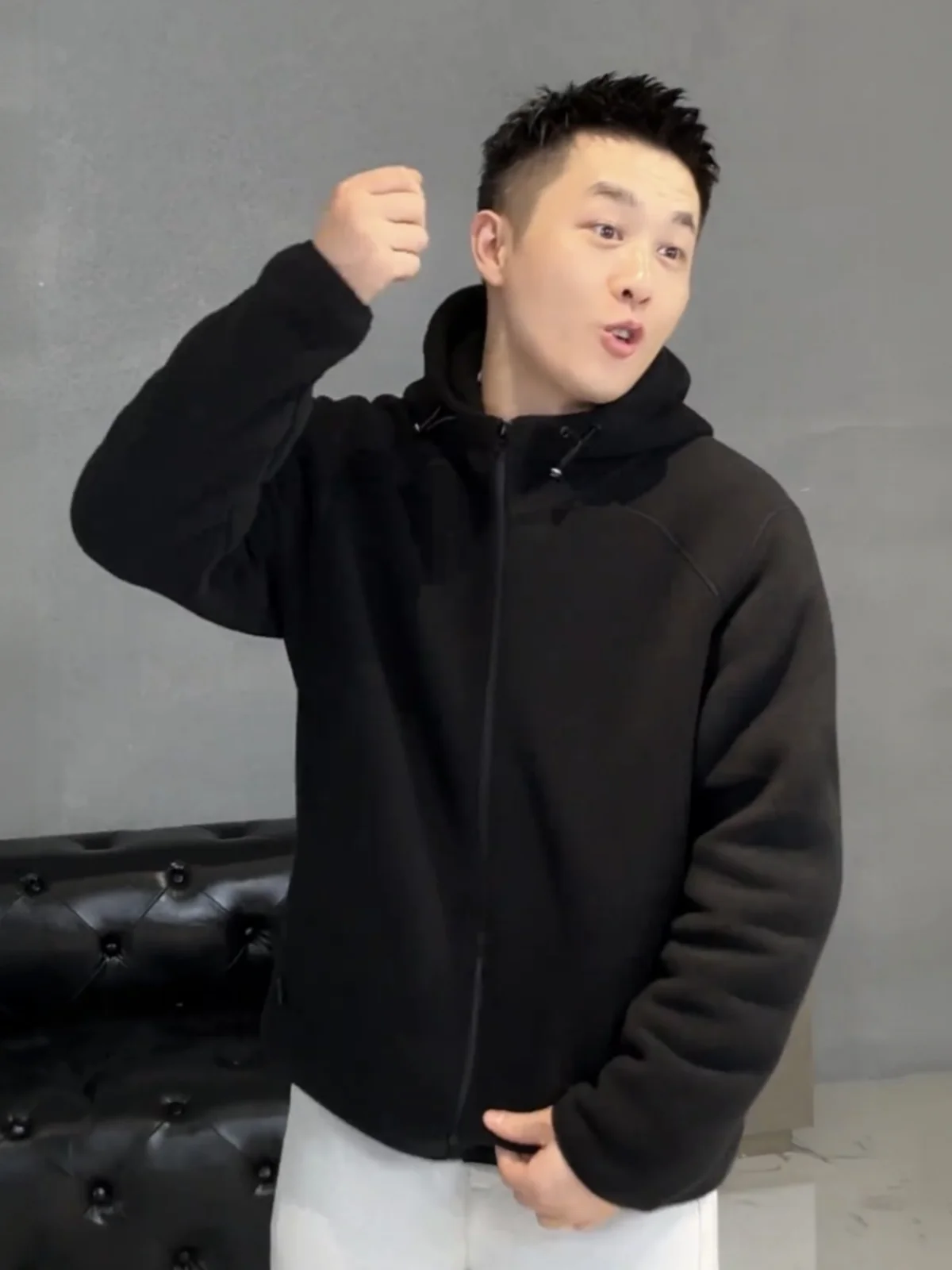 

Осенне-зимний утепленный двусторонний флисовый кардиган с капюшоном, мужская простая универсальная теплая однотонная повседневная верхняя одежда