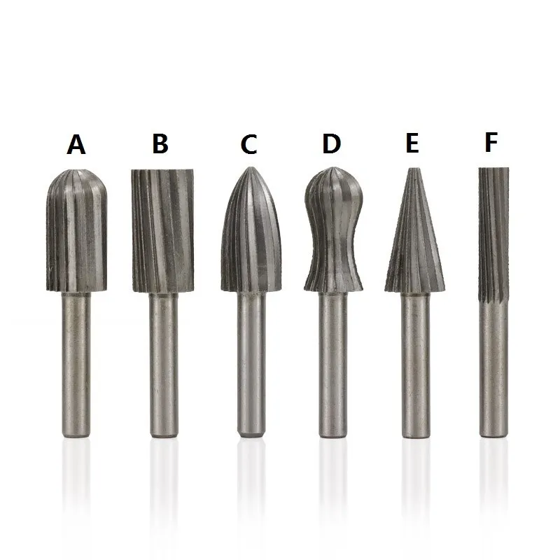 Rotary Files Burrs HSS Drill Bits 6mm Shank  A B C D E F Type Tungsten Carbide CNC Engraving Rotary Tools Hand Tools